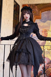 Black Dream Long Sleeves High Waisted Ruffle Cardigan Gothic Princess Lolita Dress